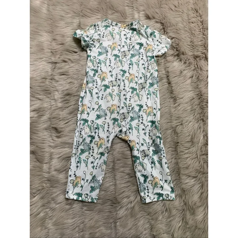 PatPat baby girl rabbit print/solid jumpsuit 12-18M